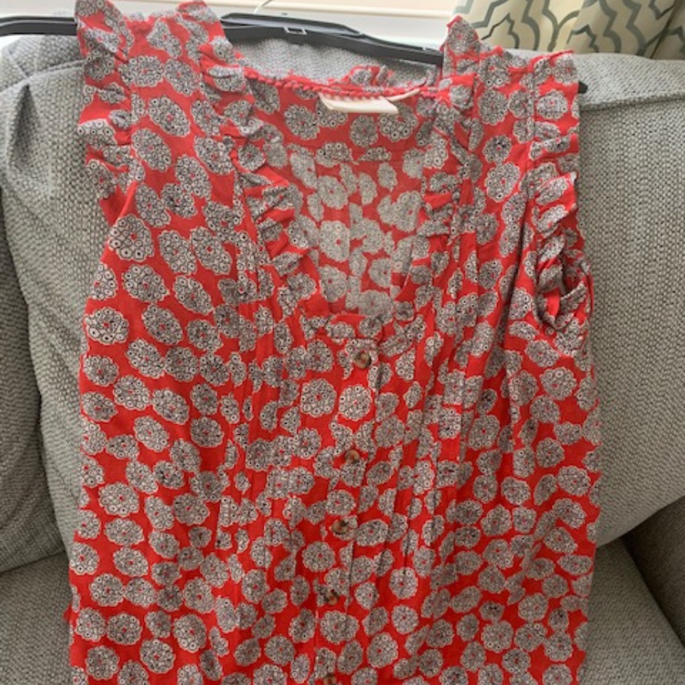 Orange and Blue sleeveless shirt